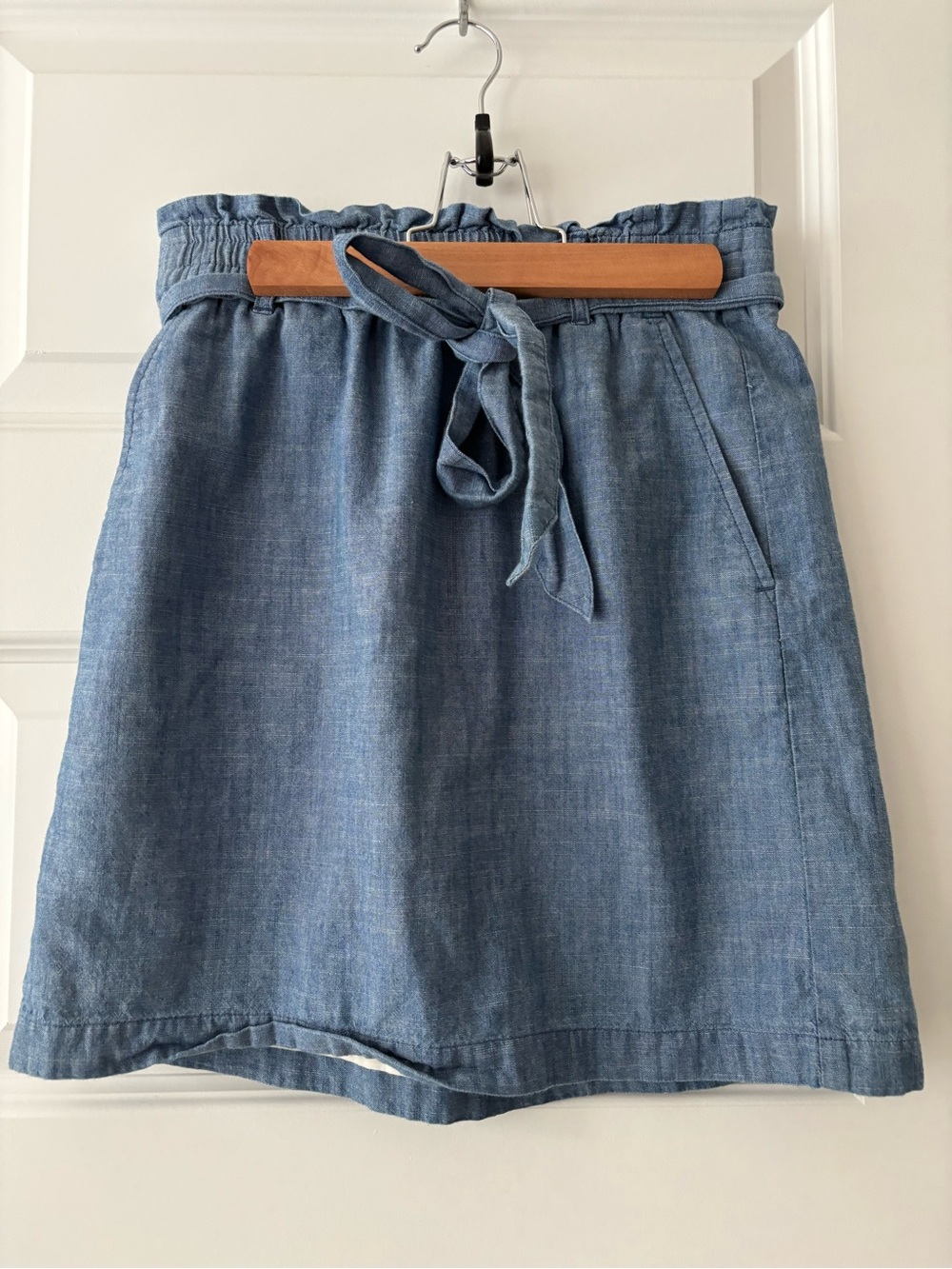 J.Crew Blue Chambray Tie-Waist Skirt XS